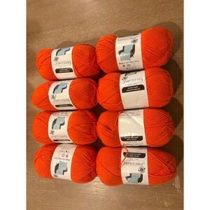 Lot of 8 Loops & Threads Impeccable Yarn Orange Crush 4.5 oz 285 Yds Acrylic
